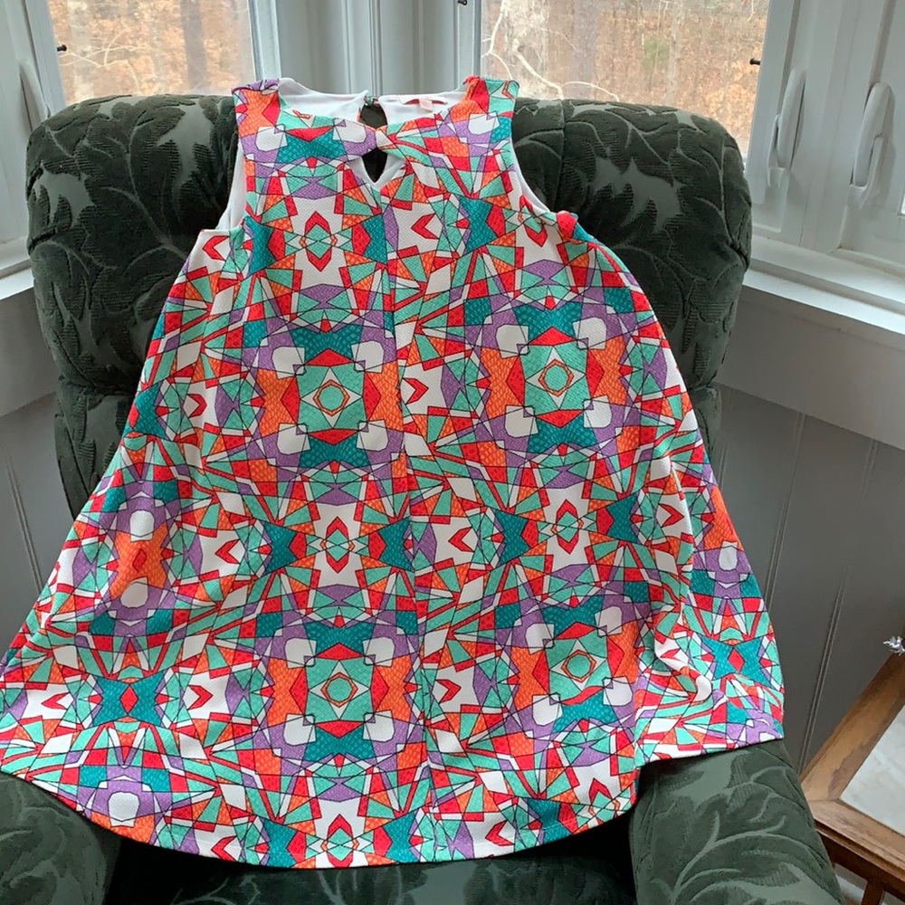 Gorgeous geo print girls swing dress